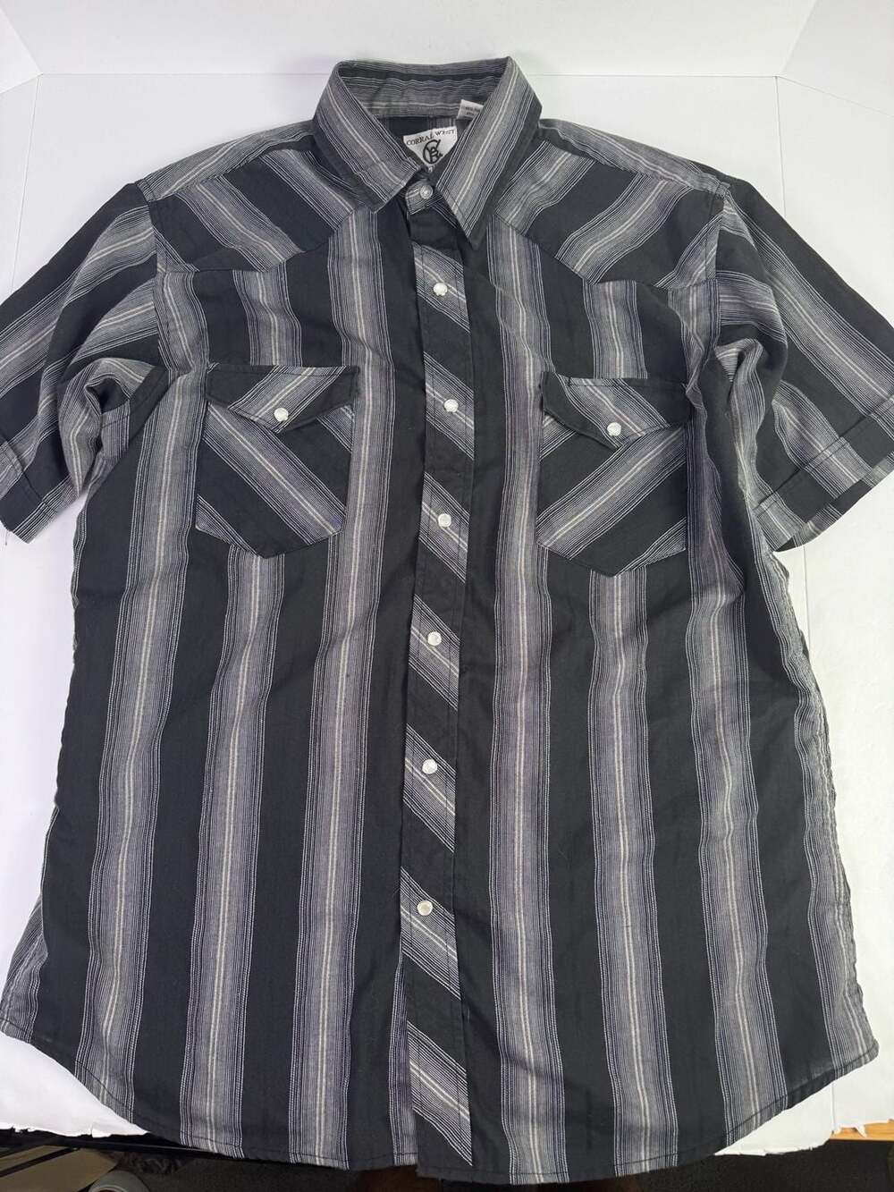 Vintage Corral West Ranchwear Mens Pearl Snap Short Sleeve Westernwear Sz L